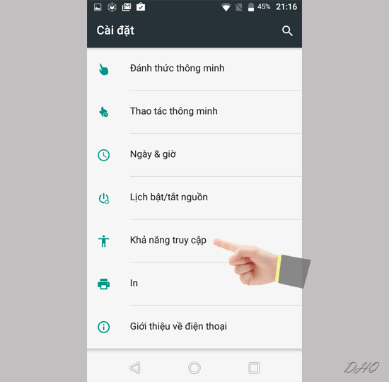 Chọn khả năng truy cập